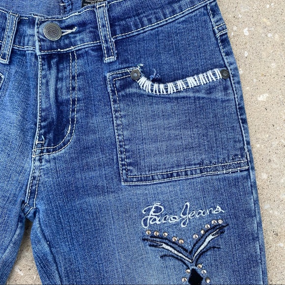 Womens Paco Jeans Blue Rhinestones Embroidery Faded Denim Size 3 EUC - Picture 2 of 5